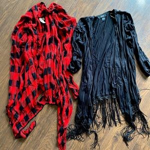 Red Plaid Cardigan - Mudd